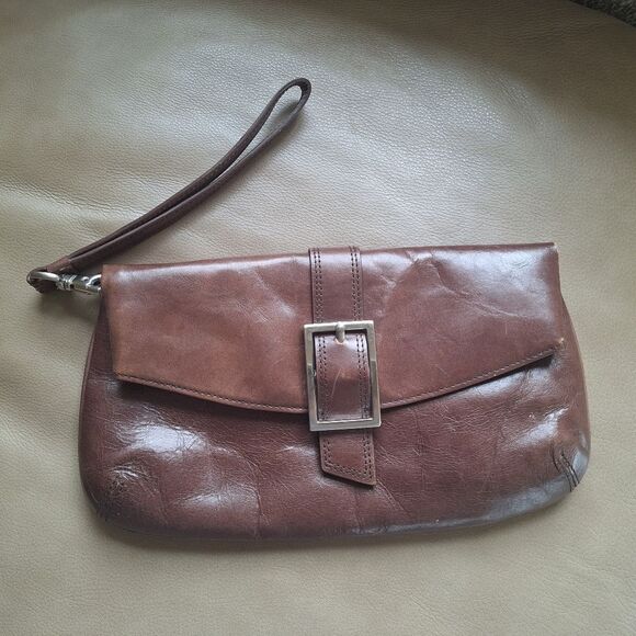 Kenneth Cole Clutch Chocolate Brown Leather with Optional Wristlet Strap - Picture 10 of 16